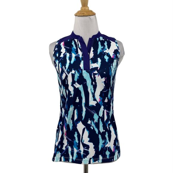 Slazenger Polo Tank Womens XS Extra Small Quarter Sleeve Cutout Back Mesh Panel - Picture 1 of 12
